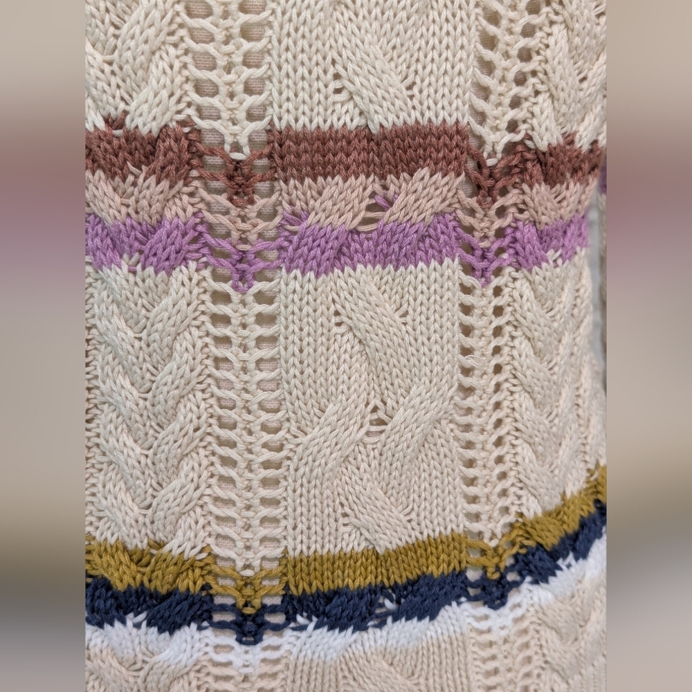 Heartloom Rossini Cable Stitch Pullover Sweater XS Fall Autumn Stripe Relaxed - Picture 9 of 12
